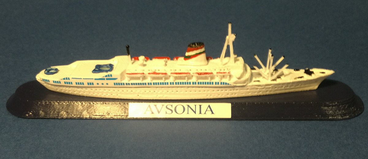 Nave AUSONIA - Siosa Line - Grimaldi Group , ICI , primo Armatore la società Adriatica di Navigazione , in scala 1 1250